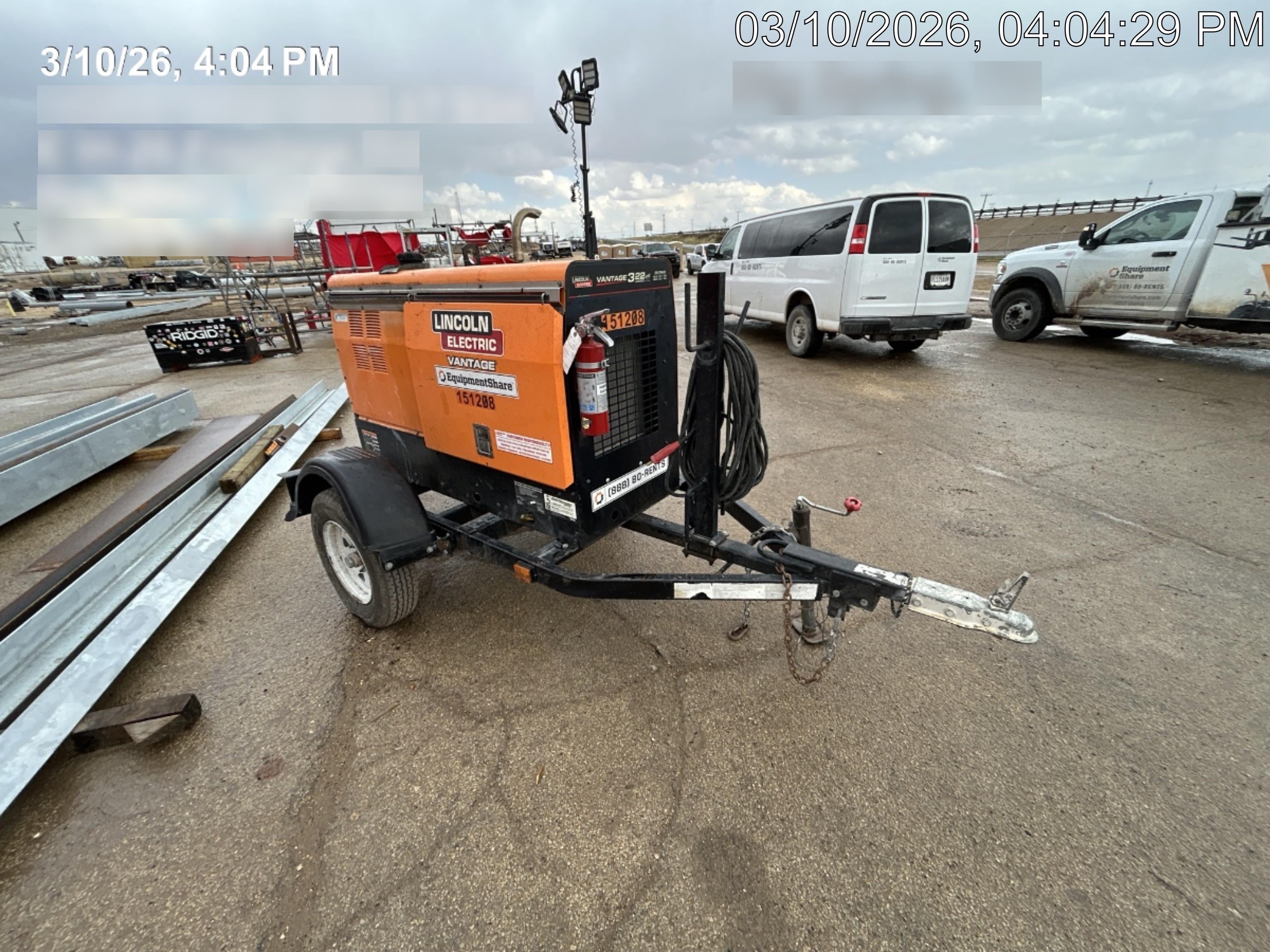 2021 Lincoln Electric Vantage 322 Vantage 322 Ready Pak 3 w/ Telematics & Decals, ORANGE (includes trailer, cable rack, fender light kit)