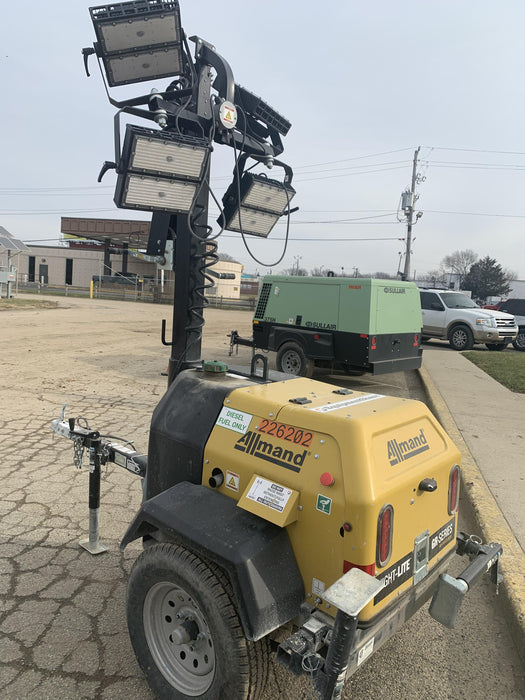 2022 Allmand NLV3GR (4) LED Light Fixture 350W, 23' Vertical Mast, 3kW Prime, Towable, Deep Sea L401, Leveling Jacks, Yanmar T4F 5.8hp