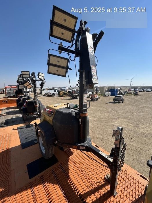 2021 Allmand NLV3GR (4) LED Light Fixture 350W, 23' Vertical Mast, 3kW Prime, Towable, Deep Sea L401, Leveling Jacks, Yanmar T4F 5.8hp