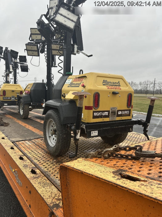 2022 Allmand NLV3GR (4) LED Light Fixture 350W, 23' Vertical Mast, 3kW Prime, Towable, Deep Sea L401, Leveling Jacks, Yanmar T4F 5.8hp