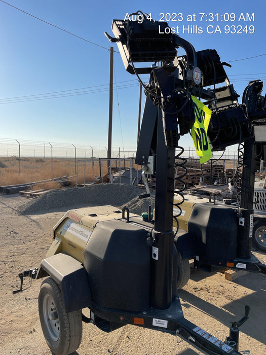 2022 Allmand NLV3GR (4) LED Light Fixture 350W, 23' Vertical Mast, 3kW Prime, Towable, ES Decals, T3