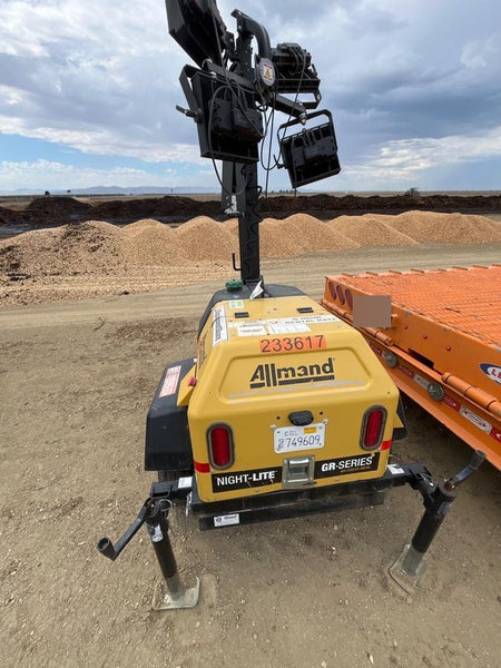 2022 Allmand NLV3GR (4) LED Light Fixture 350W, 23' Vertical Mast, 3kW Prime, Towable, Deep Sea L401, Leveling Jacks, Yanmar T4F 5.8hp