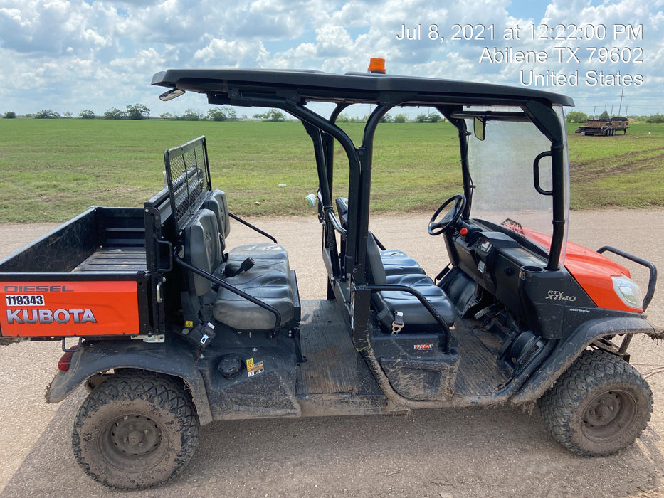 Kubota RTV-X1140W-H Canopy, 4-Seater, Diesel, Windshield Acrylic Clear, LED Strobe, Backup Alarm