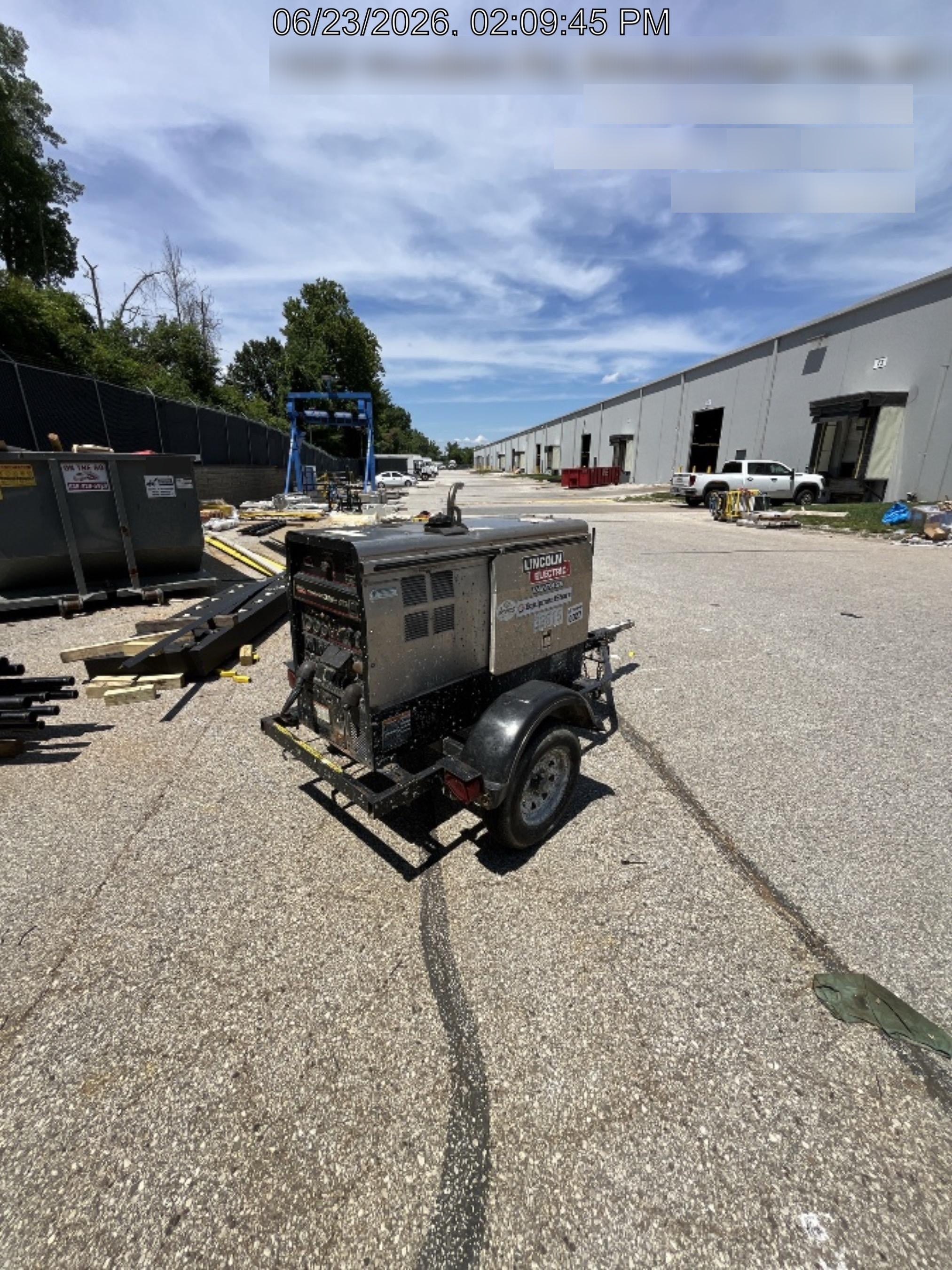 2019 Lincoln Electric Vantage 322 Welder Ready-Pak 3, Two wheel trailer, Fender and Light kit, Cable Rack