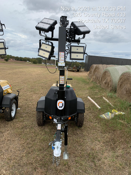 Allmand NLV3GR (4) LED Light Fixture 350W, 23' Vertical Mast, 3kW Prime, Towable, Deep Sea L401, Leveling Jacks, Yanmar T4F 5.8hp