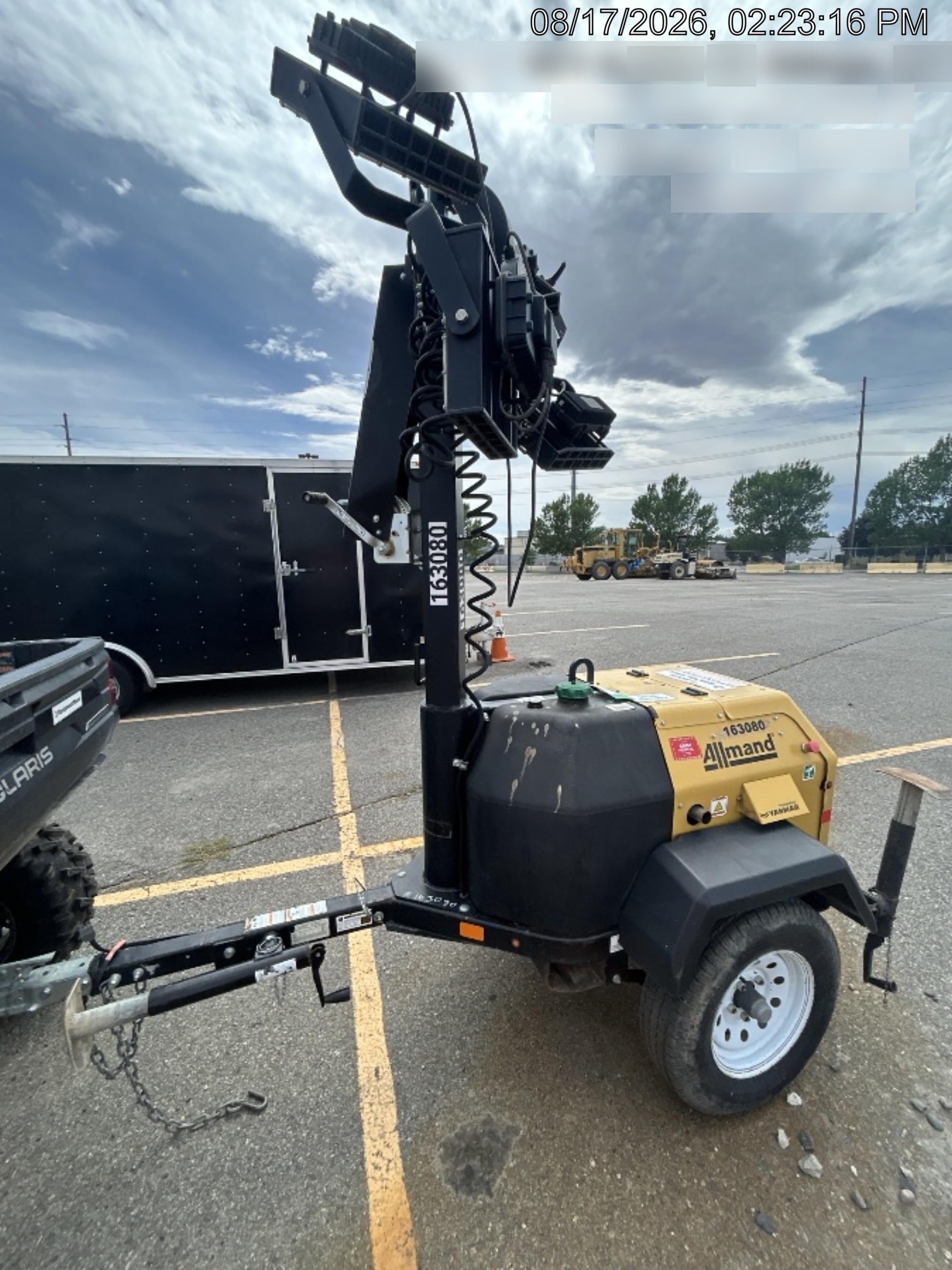 2021 Allmand NLV3GR (4) LED Light Fixture 350W, 23' Vertical Mast, 3kW Prime, Towable, Deep Sea L401, Leveling Jacks, Yanmar T4F 5.8hp