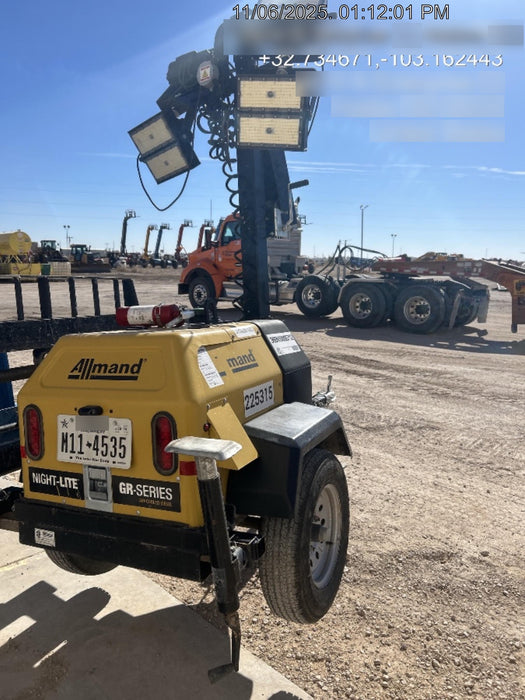 2022 Allmand NLV3GR (4) LED Light Fixture 350W, 23' Vertical Mast, 3kW Prime, Towable, Deep Sea L401, Leveling Jacks, Yanmar T4F 5.8hp