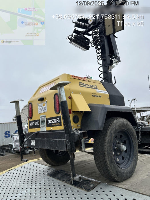 2022 Allmand NLV3GR (4) LED Light Fixture 350W, 23' Vertical Mast, 3kW Prime, Towable, ES Decals, T3