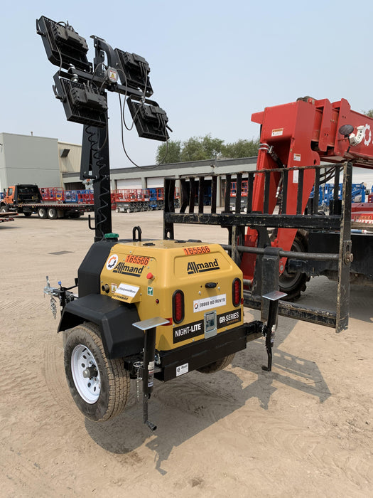 2021 Allmand NLV3GR (4) LED Light Fixture 350W, 23' Vertical Mast, 3kW Prime, Towable, Deep Sea L401, Leveling Jacks, Yanmar T4F 5.8hp