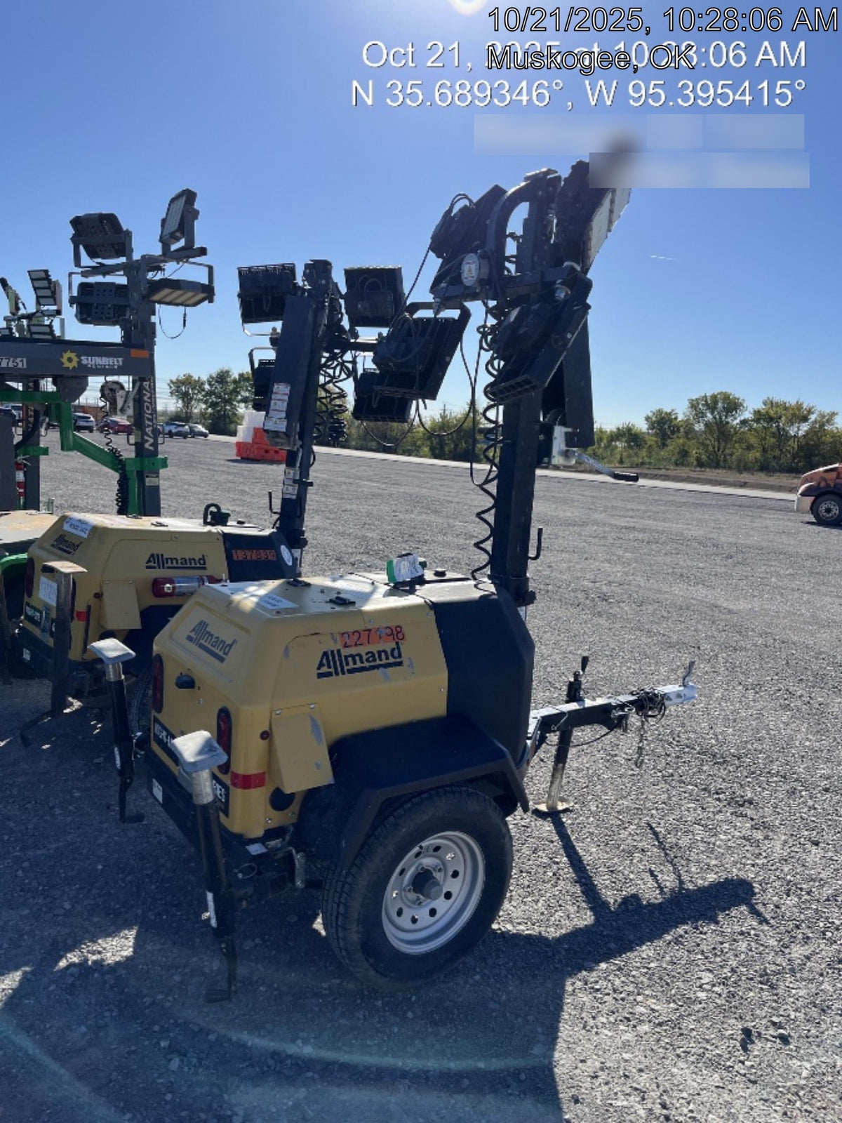 2022 Allmand NLV3GR (4) LED Light Fixture 350W, 23' Vertical Mast, 3kW Prime, Towable, Deep Sea L401, Leveling Jacks, Yanmar T4F 5.8hp