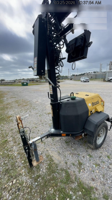 2022 Allmand NLV3GR (4) LED Light Fixture 350W, 23' Vertical Mast, 3kW Prime, Towable, Deep Sea L401, Leveling Jacks, Yanmar T4F 5.8hp