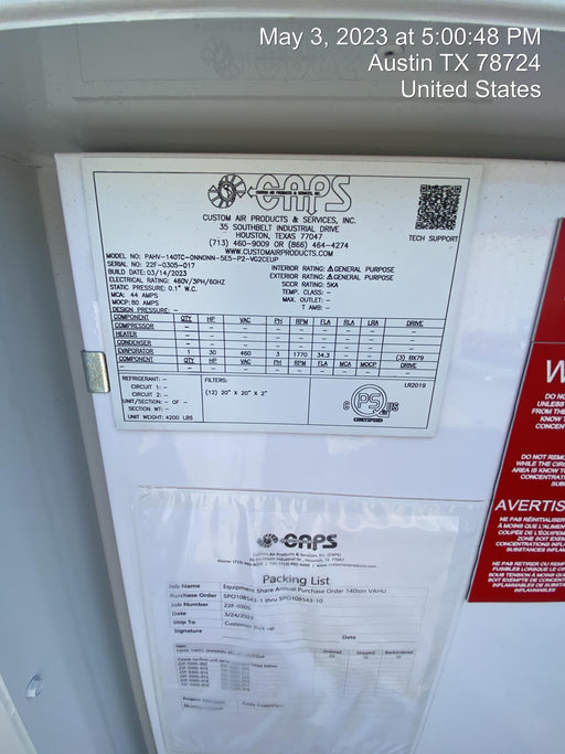 2023 CAPS PAHV-140TC-0NN0NN-5E5-P2-VG2CEUP