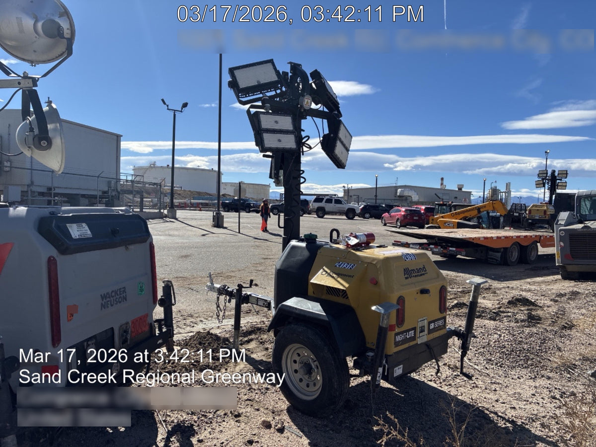 2022 Allmand NLV3GR (4) LED Light Fixture 350W, 23' Vertical Mast, 3kW Prime, Towable, Deep Sea L401, Leveling Jacks, Yanmar T4F 5.8hp