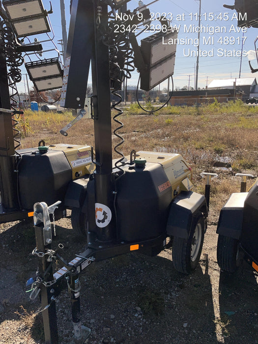 2022 Allmand NLV3GR (4) LED Light Fixture 350W, 23' Vertical Mast, 3kW Prime, Towable, ES Decals, T3
