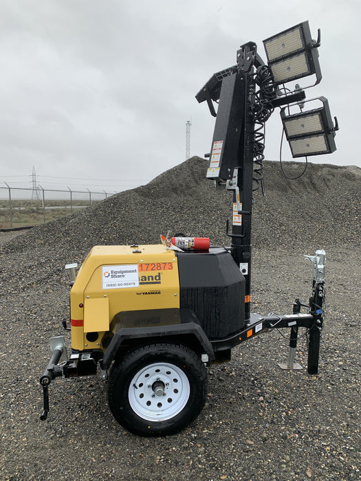 2021 Allmand NLV3GR (4) LED Light Fixture 350W, 23' Vertical Mast, 3kW Prime, Towable, Deep Sea L401, Leveling Jacks, Yanmar T4F 5.8hp