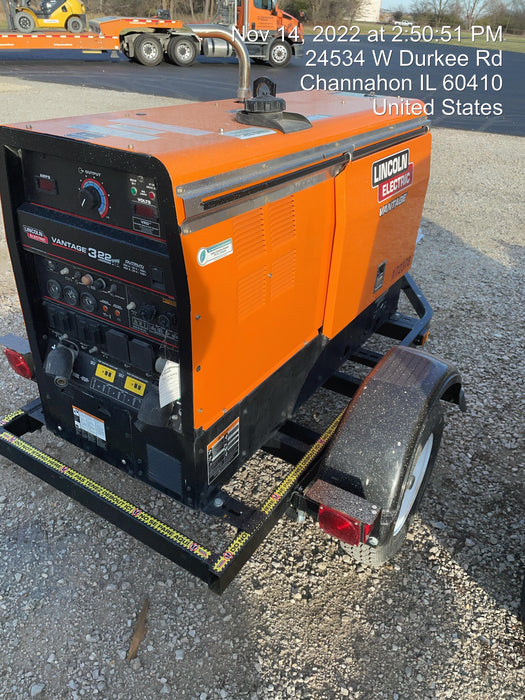 2021 Lincoln Electric Vantage 322 Vantage 322 Ready Pak 3 w/ Decals, ORANGE (includes trailer, cable rack, fender light kit) NO Telematics