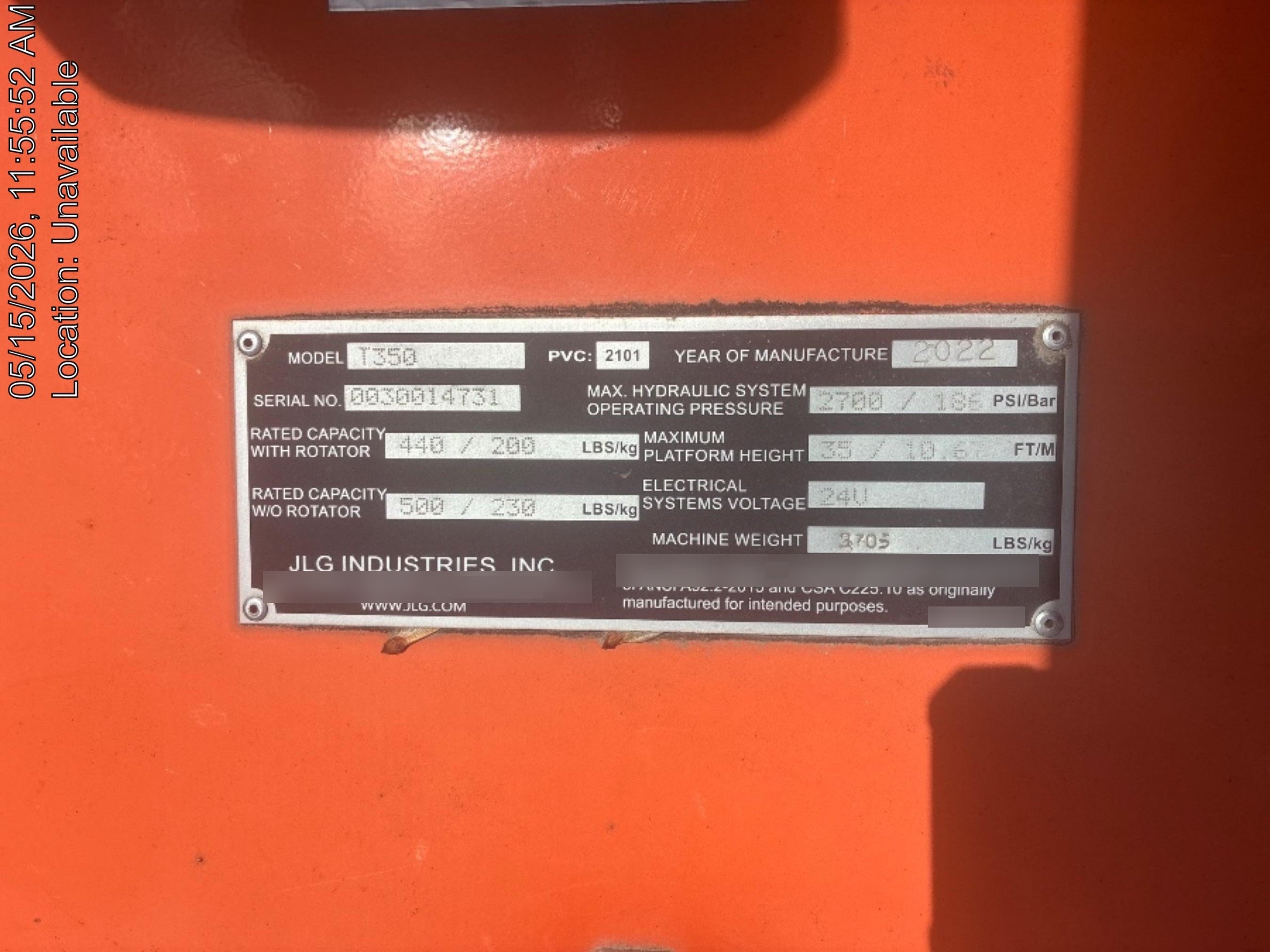 2022 JLG T350