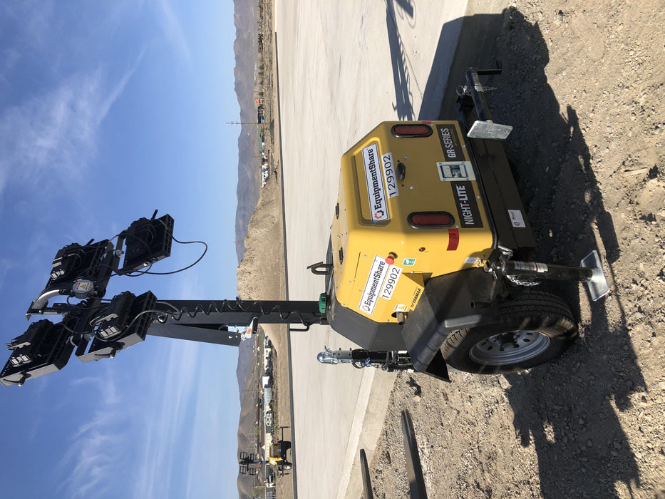 2021 Allmand NLV3GR (4) LED Light Fixture 350W, 23' Vertical Mast, 3kW Prime, Towable, Deep Sea L401, Leveling Jacks, Yanmar T4F 5.8hp