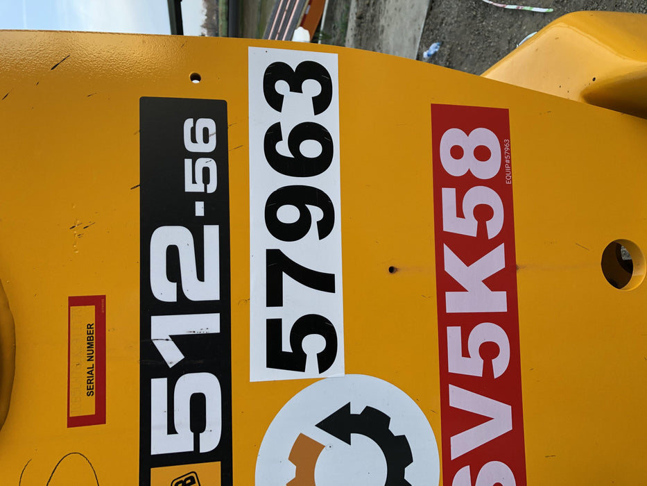 2020 JCB 512-56 Canopy, 74 HP, Solid Tires, STD Worklight, Beacon, Aux Hydraulics, Lifting Eye, Backup Alarm w/72" Carriage, 60" Forks