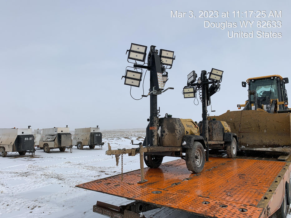 2022 Allmand NLV3GR (4) LED Light Fixture 350W, 23' Vertical Mast, 3kW Prime, Towable, ES Decals, T3