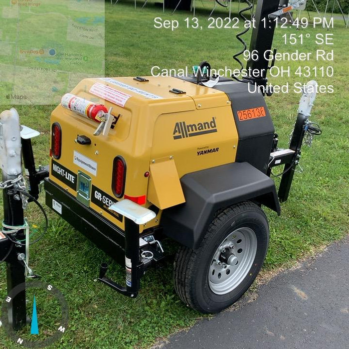 2022 Allmand NLV3GR (4) LED Light Fixture 350W, 23' Vertical Mast, 3kW Prime, Towable, ES Decals, T3