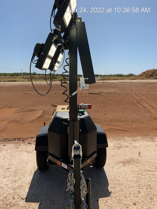 2022 Allmand NLV3GR (4) LED Light Fixture 350W, 23' Vertical Mast, 3kW Prime, Towable, Deep Sea L401, Leveling Jacks, Yanmar T4F 5.8hp