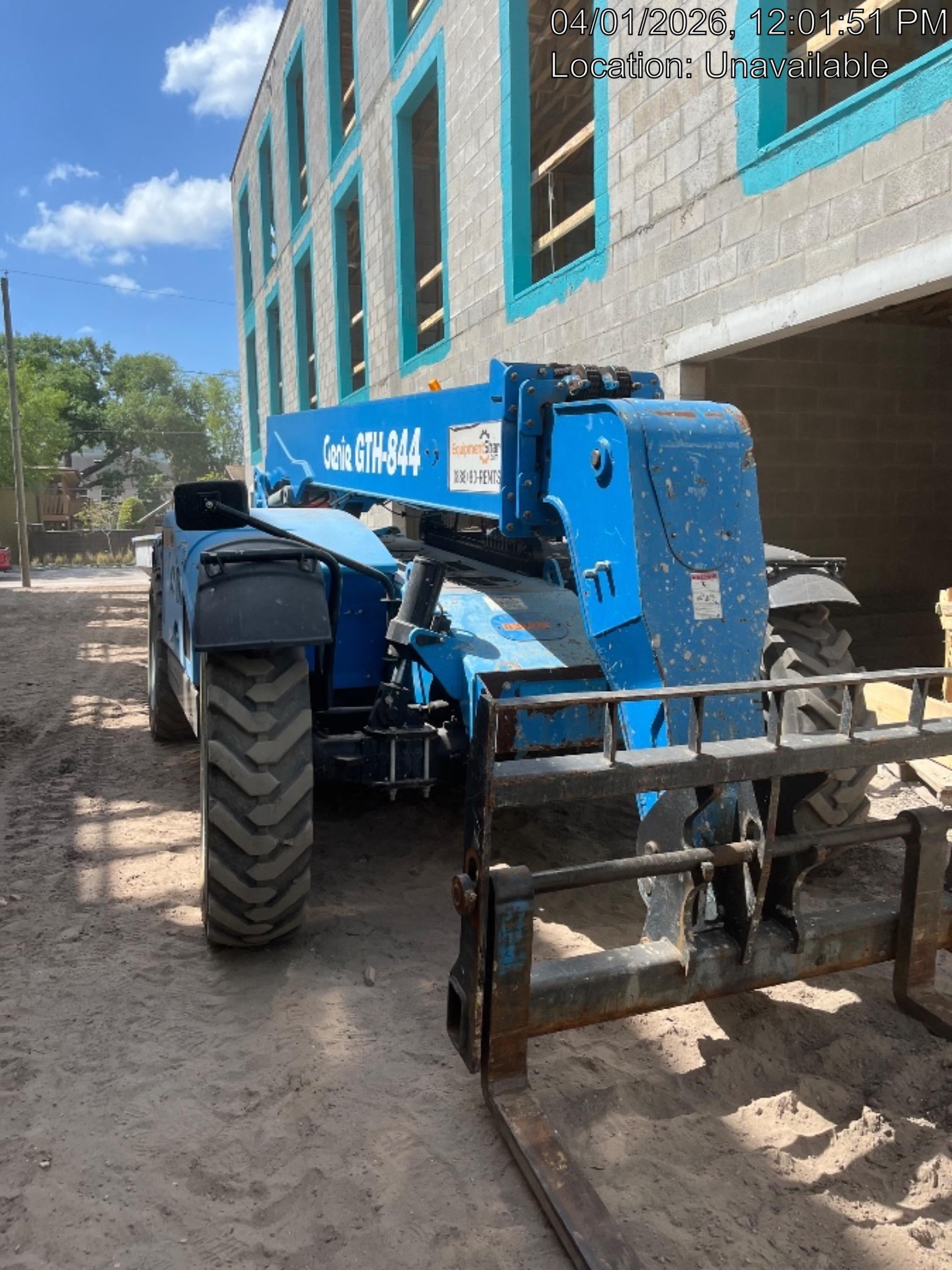 2018 Genie GTH-844 Genie GTH-844D w/Open ROPS, FF Tires, Work Light/Beacon, 60" Carriage and Forks