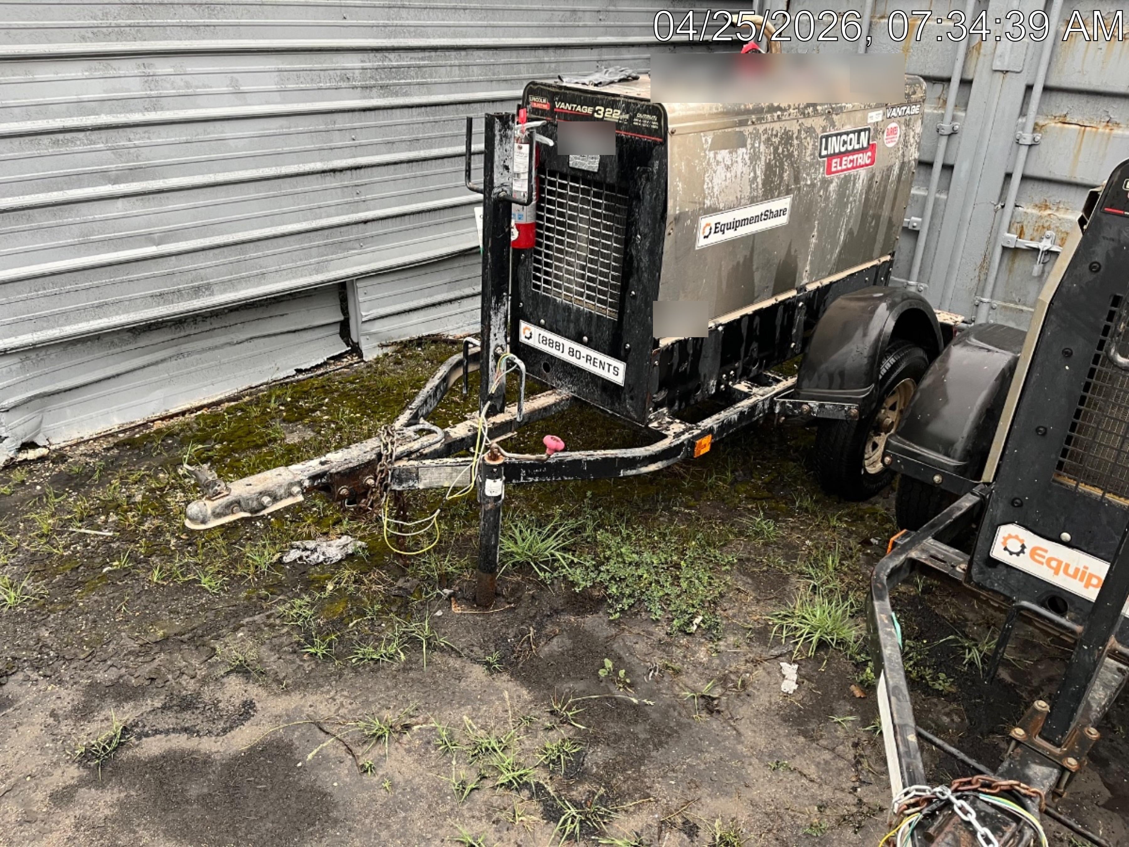2019 Lincoln Electric Vantage 322 Welder Ready-Pak 3, Two wheel trailer, Fender and Light kit, Cable Rack