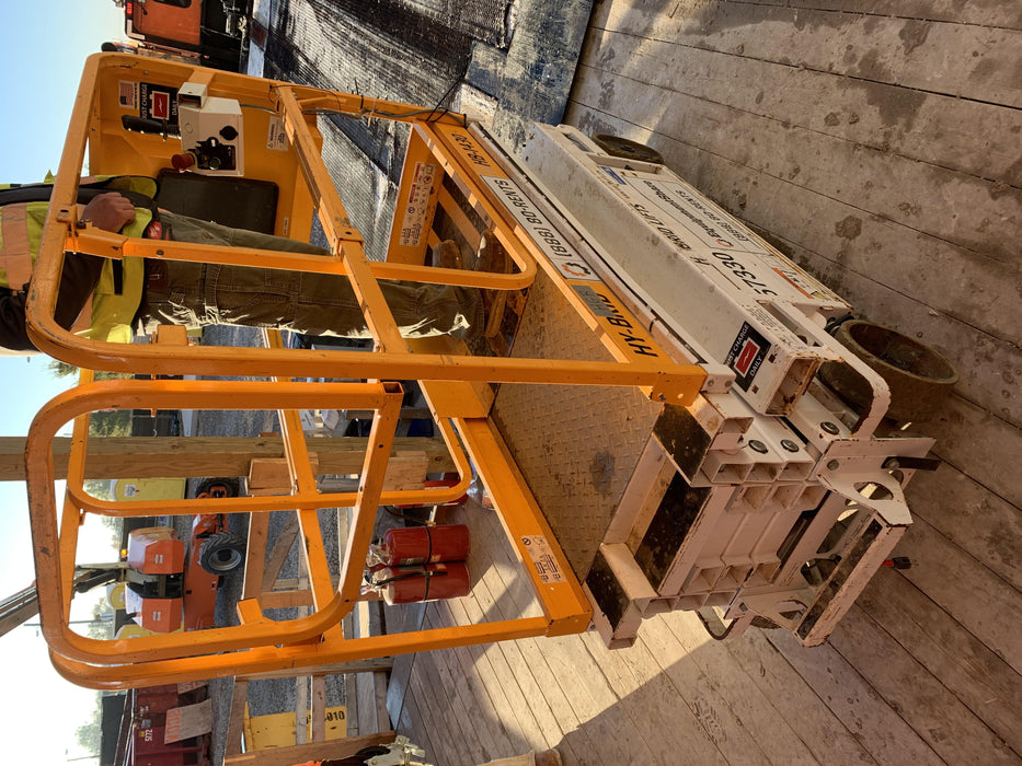 Custom Equipment HB-1430 <ul>
 <li>Hy-Brid Scissor Lift</li>
  <li>Platform capacity up to 670 lbs.</li>
  <li>Working height up to 20 ft</li>
  <li>Weighs under 1,700 lbs.</li>
  <li>Non-marking wheels </li>
</ul>