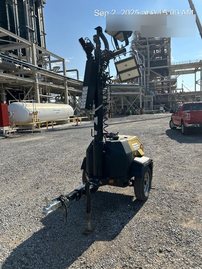 2022 Allmand NLV3GR (4) LED Light Fixture 350W, 23' Vertical Mast, 3kW Prime, Towable, Deep Sea L401, Leveling Jacks, Yanmar T4F 5.8hp