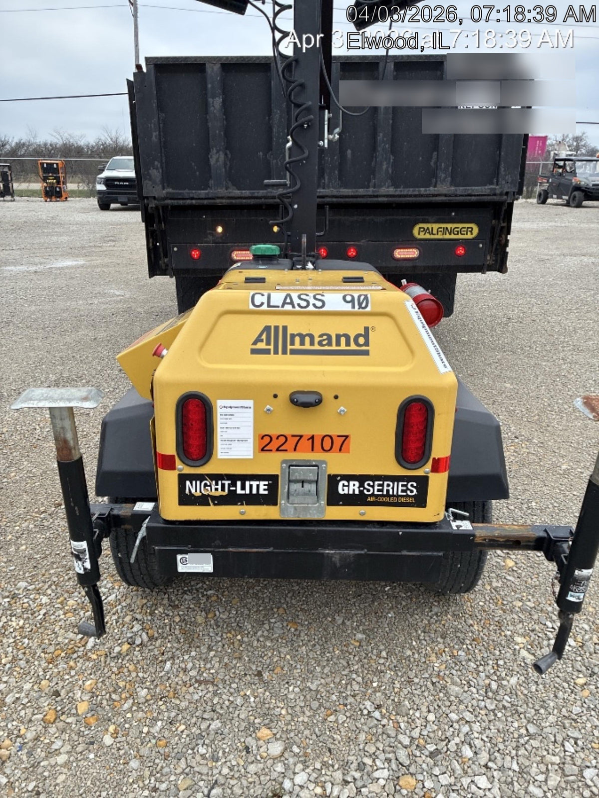 2022 Allmand NLV3GR (4) LED Light Fixture 350W, 23' Vertical Mast, 3kW Prime, Towable, Deep Sea L401, Leveling Jacks, Yanmar T4F 5.8hp