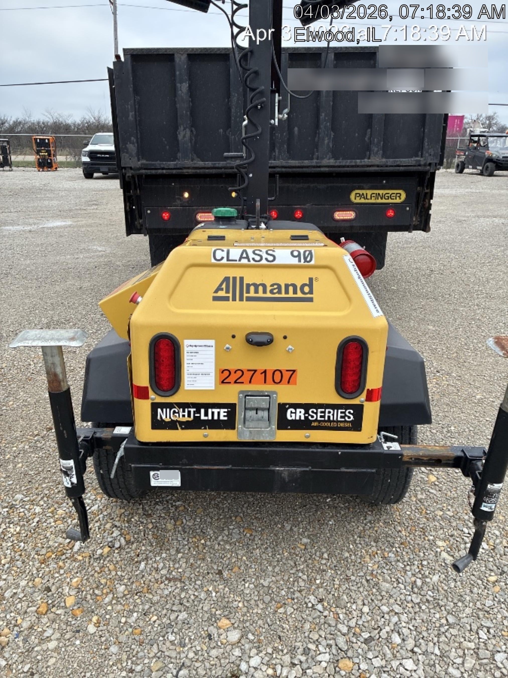 2022 Allmand NLV3GR (4) LED Light Fixture 350W, 23' Vertical Mast, 3kW Prime, Towable, Deep Sea L401, Leveling Jacks, Yanmar T4F 5.8hp