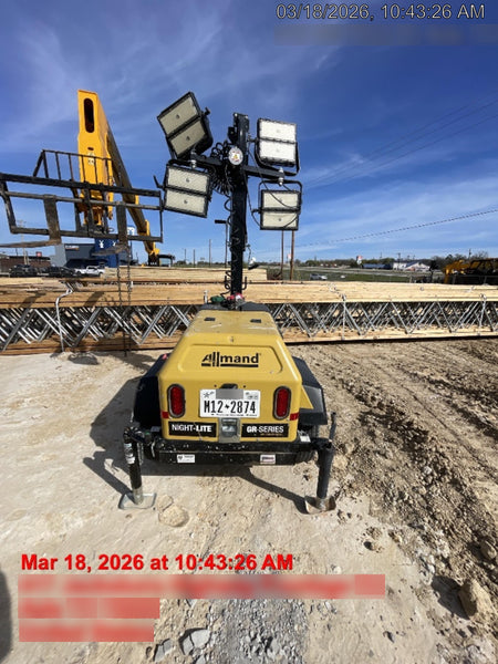 2022 Allmand NLV3GR (4) LED Light Fixture 350W, 23' Vertical Mast, 3kW Prime, Towable, ES Decals, T3