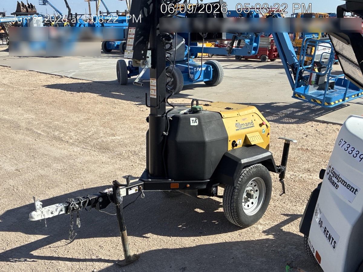 2022 Allmand NLV3GR (4) LED Light Fixture 350W, 23' Vertical Mast, 3kW Prime, Towable, Deep Sea L401, Leveling Jacks, Yanmar T4F 5.8hp