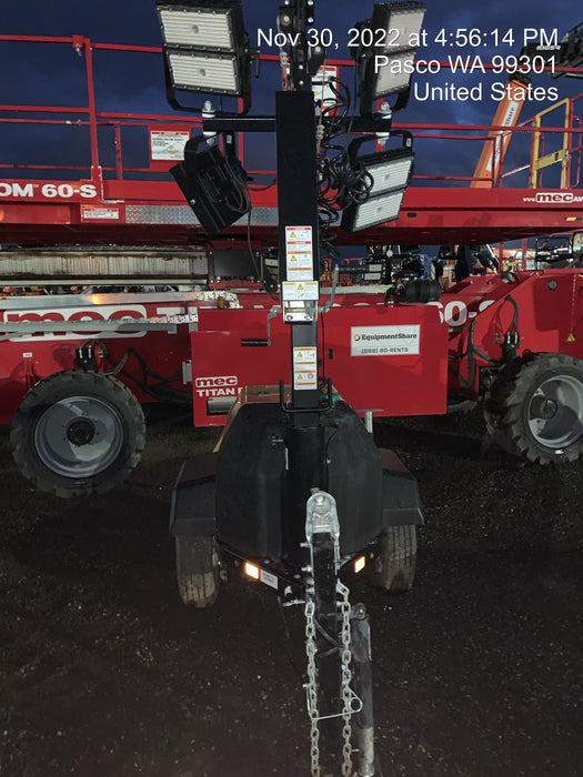 2020 Allmand NLV3GR (4) LED Light Fixture 350W, 23' Vertical Mast, 3kW Prime, Towable, Deep Sea L401, Leveling Jacks, Yanmar T4F 5.8hp