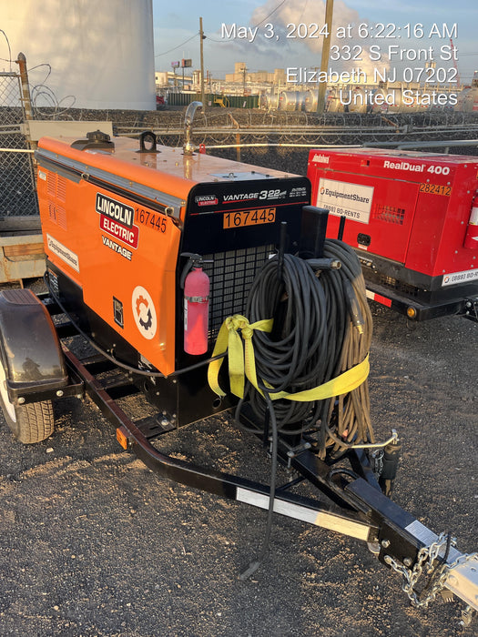 2021 Lincoln Electric Vantage 322 Vantage 322 Ready Pak 3 w/ Decals, ORANGE (includes trailer, cable rack, fender light kit) NO Telematics