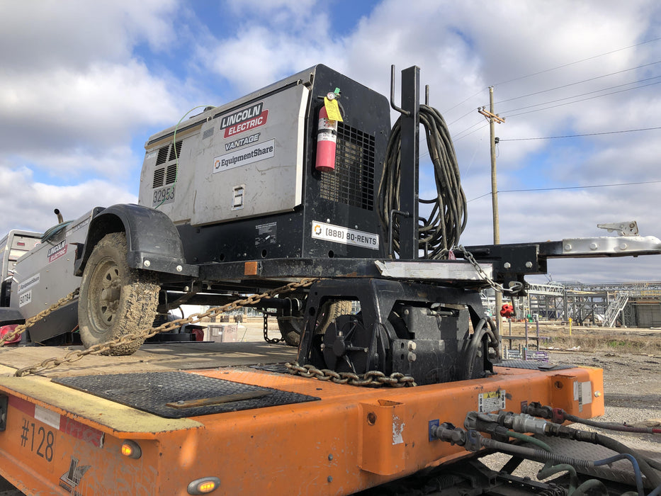 2019 Lincoln Electric Vantage 322 Welder Ready-Pak 3, Two wheel trailer, Fender and Light kit, Cable Rack