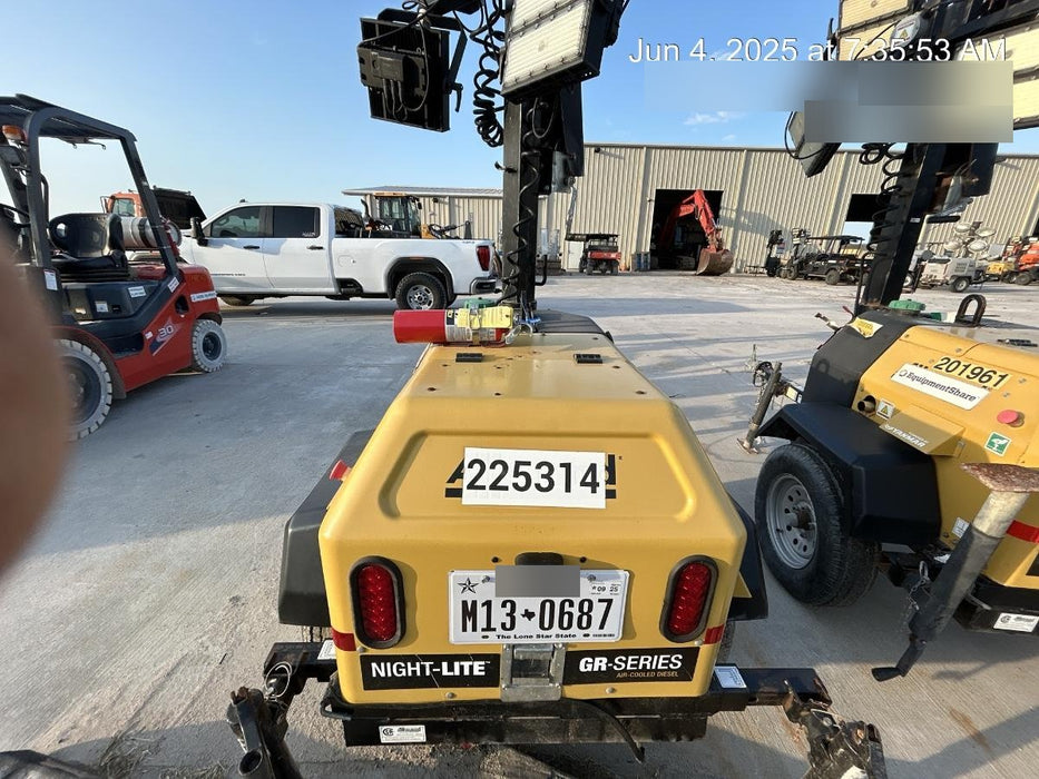 2022 Allmand NLV3GR (4) LED Light Fixture 350W, 23' Vertical Mast, 3kW Prime, Towable, Deep Sea L401, Leveling Jacks, Yanmar T4F 5.8hp