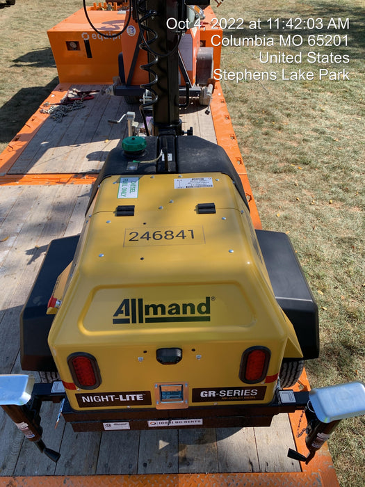 2022 Allmand NLV3GR (4) LED Light Fixture 350W, 23' Vertical Mast, 3kW Prime, Towable, ES Decals, T3