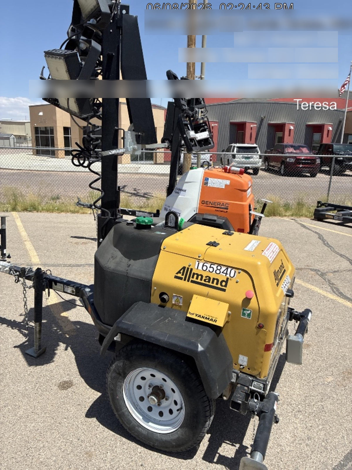 2021 Allmand NLV3GR (4) LED Light Fixture 350W, 23' Vertical Mast, 3kW Prime, Towable, Deep Sea L401, Leveling Jacks, Yanmar T4F 5.8hp