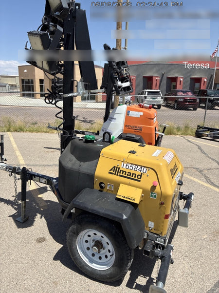 2021 Allmand NLV3GR (4) LED Light Fixture 350W, 23' Vertical Mast, 3kW Prime, Towable, Deep Sea L401, Leveling Jacks, Yanmar T4F 5.8hp