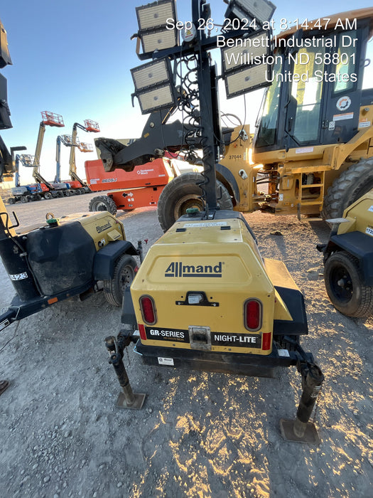 2022 Allmand NLV3GR (4) LED Light Fixture 350W, 23' Vertical Mast, 3kW Prime, Towable, Deep Sea L401, Leveling Jacks, Yanmar T4F 5.8hp