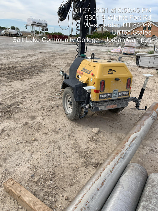 2021 Allmand NLV3GR (4) LED Light Fixture 350W, 23' Vertical Mast, 3kW Prime, Towable, Deep Sea L401, Leveling Jacks, Yanmar T4F 5.8hp