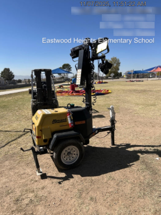 2022 Allmand NLV3GR (4) LED Light Fixture 350W, 23' Vertical Mast, 3kW Prime, Towable, ES Decals, T3