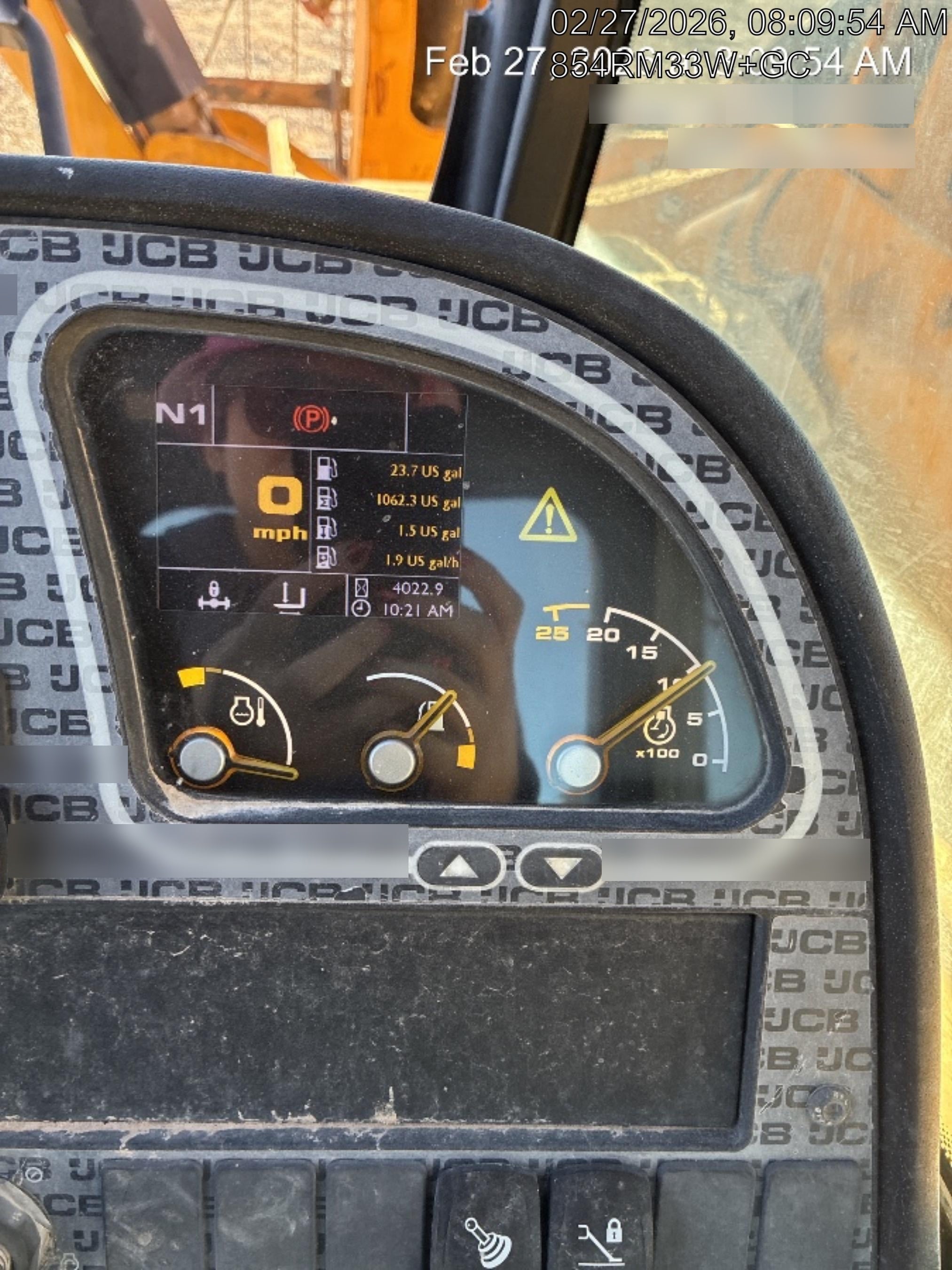 2019 JCB 510-56 Open ROPS, 74 HP, Solid Tires, Worklights, Beacon, Aux Hydraulics, Lifting Eye w/60" Carriage/60" Forks