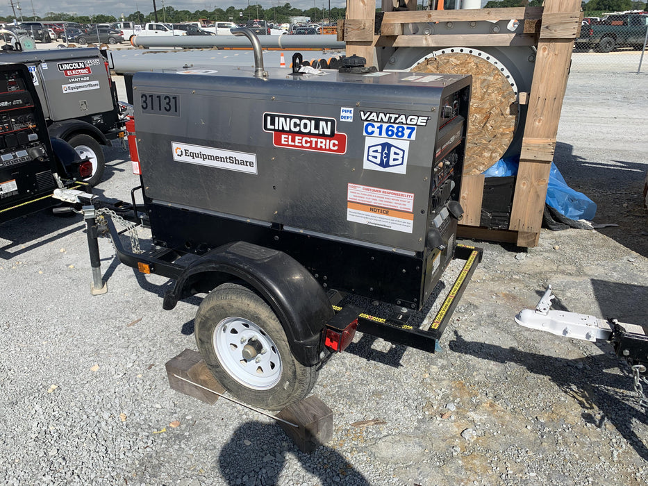 2019 Lincoln Electric Vantage 322 Welder Ready-Pak 3, Two wheel trailer, Fender and Light kit, Cable Rack