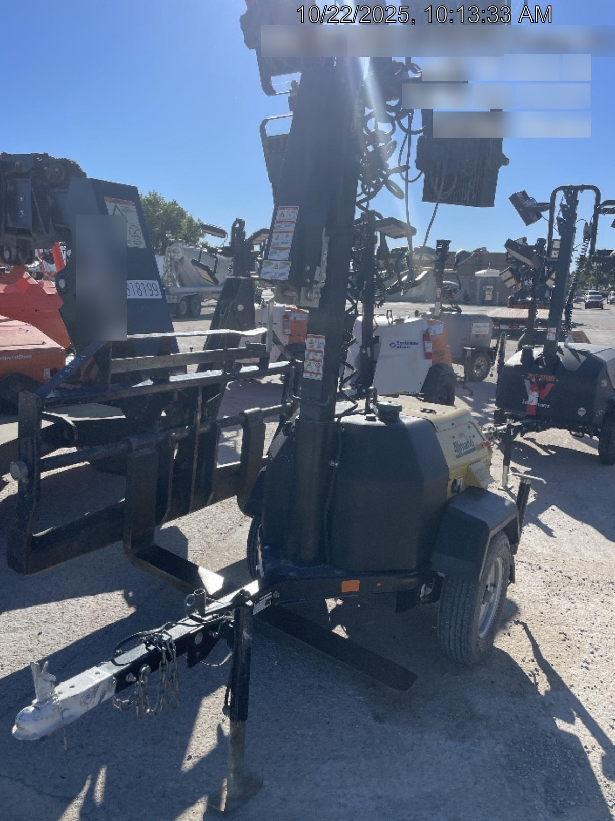 2022 Allmand NLV3GR (4) LED Light Fixture 350W, 23' Vertical Mast, 3kW Prime, Towable, Deep Sea L401, Leveling Jacks, Yanmar T4F 5.8hp