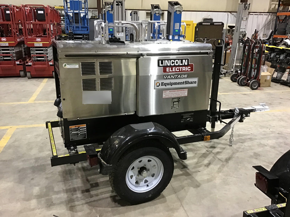 2019 Lincoln Electric Vantage 322 Ready-Pak 3, Two Wheel Trailer, Fender and Light Kit, Cable Rack