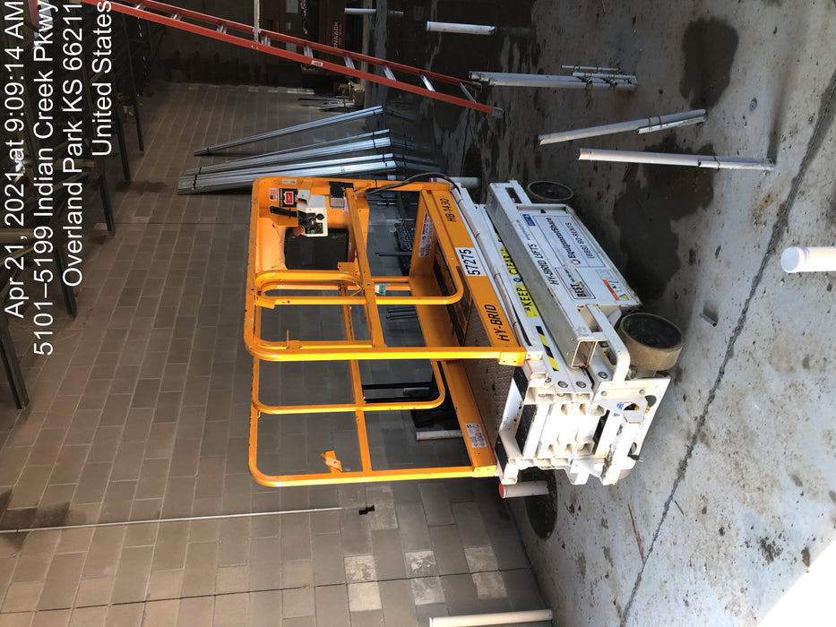 Custom Equipment HB-1430 <ul>
 <li>Hy-Brid Scissor Lift</li>
  <li>Platform capacity up to 670 lbs.</li>
  <li>Working height up to 20 ft</li>
  <li>Weighs under 1,700 lbs.</li>
  <li>Non-marking wheels </li>
</ul>