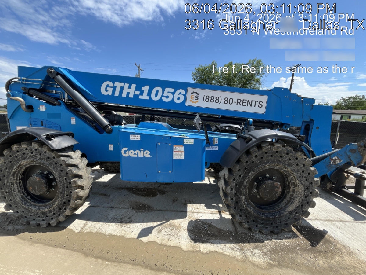 2019 Genie GTH-1056 Canopy, Solid RT Tires, LED Work Lights, Beacon 60" QA Carriage, 60" Forks